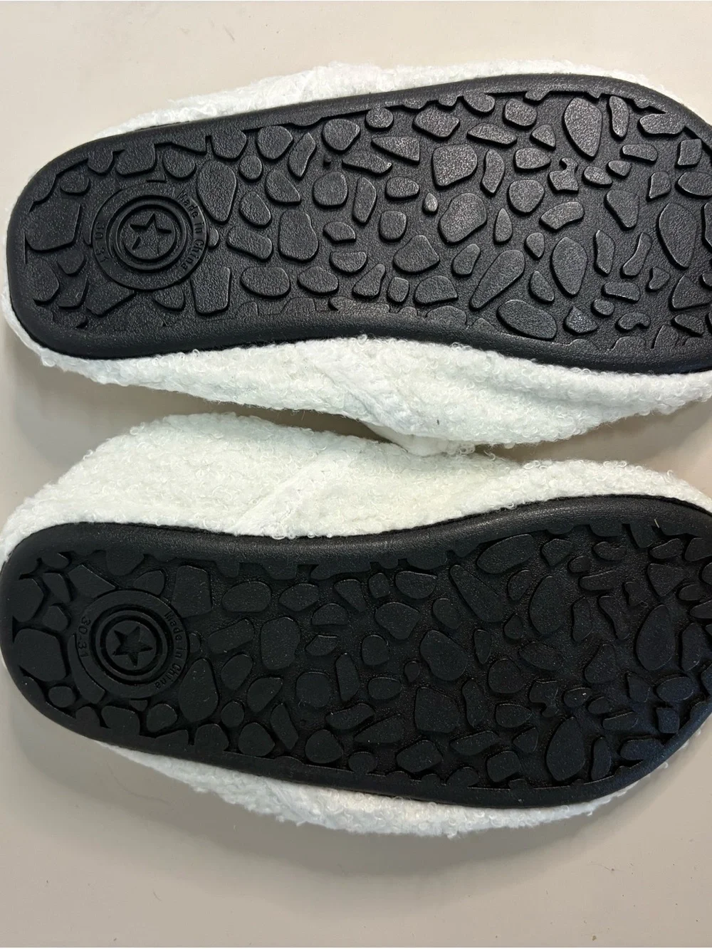 White Plush Smiley Face Slippers